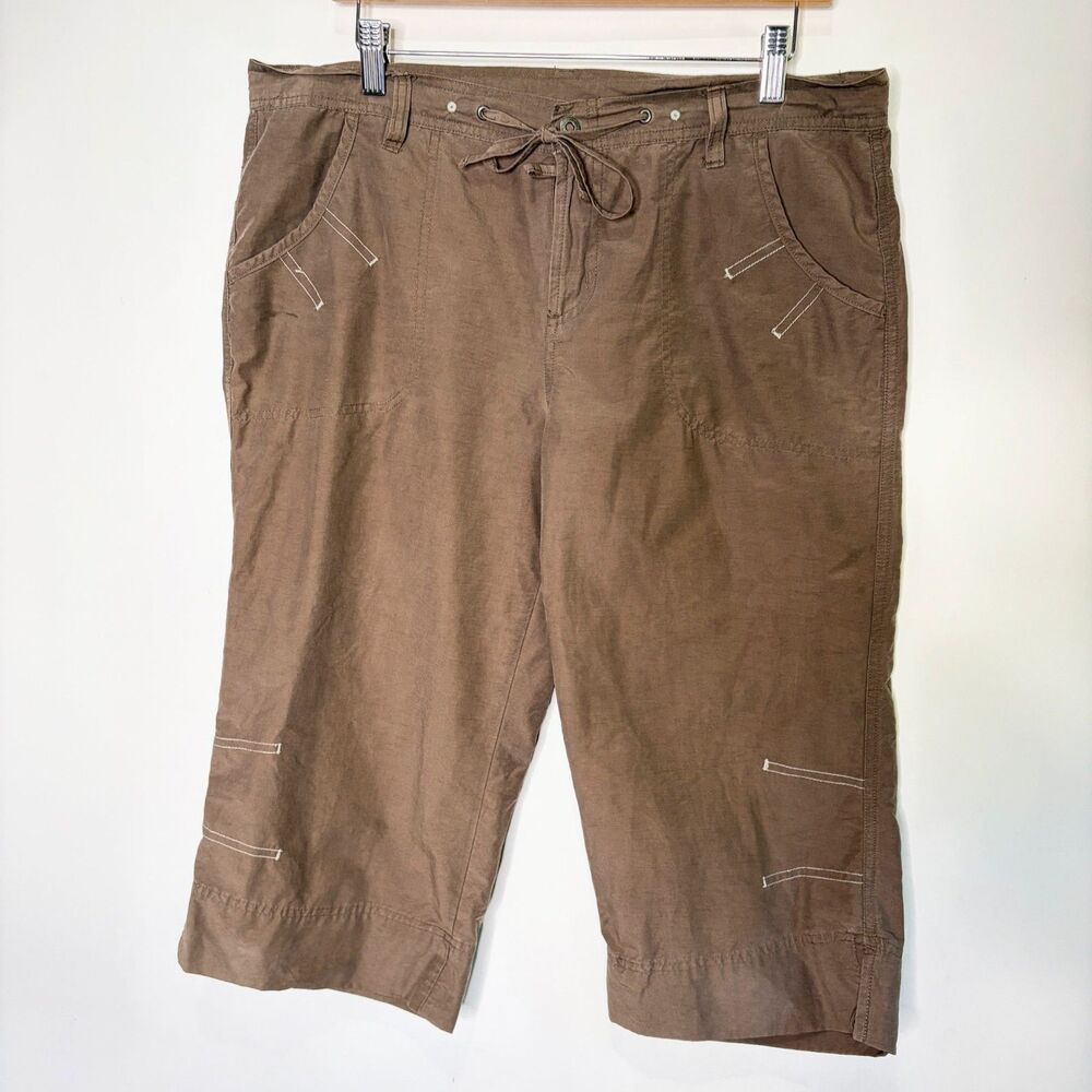 Columbia Capri Short Pants Brown Coconut Girl Flower Y2K Style Women Size M